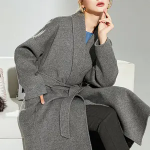 Оптовая продажа, женский халат-кимоно, халат с воротником-шалью и поясом, шерстяное кашемировое пальто