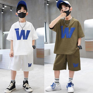 Traje de verano para niños, pantalones cortos deportivos de manga corta, conjunto de dos piezas, <span class=keywords><strong>ropa</strong></span> para <span class=keywords><strong>adolescentes</strong></span> - Product Image 6