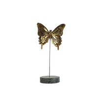 Statue de papillon en résine or, support en métal et marbre, accessoires pour la maison, vente en gros,