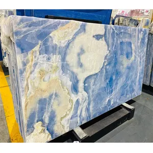 Wholesalers Natural Blue Onyx Stone Slab Bathroom Vanity Top Marble Price Background Wall Onyx Flooring Tiles Supplier