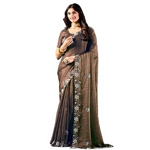 Vexotrend Indian Designer Women's Velvet Satin <b>Saree</b> Beautiful Patola Design Traditional Style Wedding Diwali Party Wear Wrinkle - Product Image 1