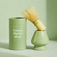 Accessoires pour le matcha, fouet à matcha en bambou à 100 brins, marque privée, fait main, fouet à thé vert matcha en bambou avec boîte personnalisée