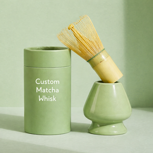 Accessoires pour le matcha, fouet à matcha en <span class=keywords><strong>bambou</strong></span> à 100 brins, marque privée, fait main, fouet à thé <span class=keywords><strong>vert</strong></span> matcha en <span class=keywords><strong>bambou</strong></span> avec boîte personnalisée - Product Image 1