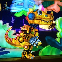 Lanterne de festival personnalisée en fer étanche avec LED, motif dinosaure mécanique Space Panda, pour parcs à thème