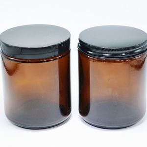 Meilleur prix pour des pots à bougies en verre ambré vides de 8 oz (250 ml) avec couvercles en métal pour un usage domestique et Noël, logo personnalisable - Product Image 5