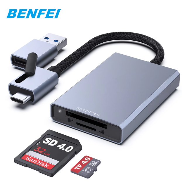 Customize SD 4.0 2-in-1 Memory Card Reader USB-C/A & DC Output for Laptop Use Supports SDXC/SDHC/
