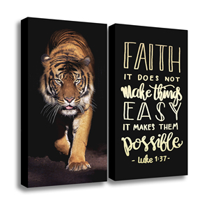 Thiết lập của 2 con hổ của sức mạnh: Đức tin làm cho nó có thể vẽ tranh nghệ thuật in trên Vải vẽ tranh nghệ thuật nóng bán - Product Image 4