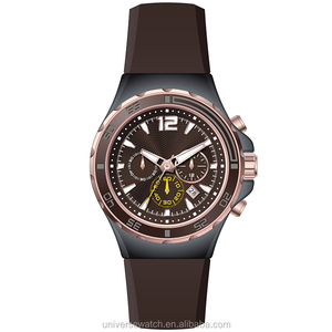 Montre chronographe pour hommes OEM ODM avec bracelet en caoutchouc et boîtier en acier inoxydable 316L U2632 - Product Image 2