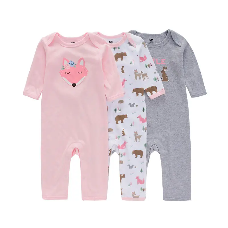 Spring/Fall Long Sleeve 3Pcs Baby Romper Set Infant Clothes 100% Cotton Toddlers Clothing