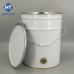 Wholesale Lock Ring Pail 20 Litre Barrel Drum Container Customized Round Paint Metal Tin Bucket With Metal Cap