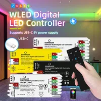 Controlador LED DOMRAEM DOM-WLE-RC005 USB-C WLED ESP8266/ESP32 para Tiras RGB, Fusible de 16A, 0.5W en Espera, Control por Voz, Control Remoto de 30m