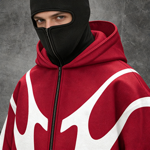 Sudadera con capucha y cremallera personalizada para <span class=keywords><strong>hombre</strong></span>, de alta calidad, a prueba de viento, forrada de lana, lisa, con máscara facial completa. - Product Image 2