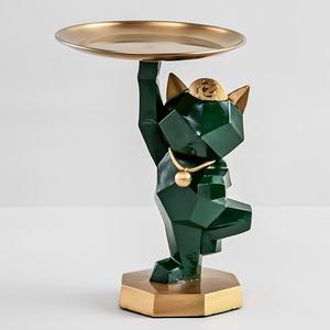 Oferta de Fábrica: Bandeja Decorativa de Resina con Gato de la Suerte Geométrico Pintado a Mano, Adorno de Mesa, Almacenamiento y Decoración para el Hogar - Product Image 1