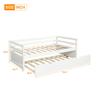 เตียงสองชั้นไม้สีขาวพร้อมลิ้นชักเก็บของสำหรับเฟอร์นิเจอร์ห้องนอนเด็ก - Product Image 3