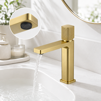 Robinet de lavabo carré en laiton massif, monocommande avec cartouche en céramique, plusieurs finitions de surface pour la décoration de salle de bain moderne