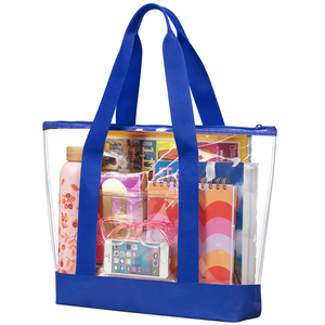 Stadium Approved Transparent Zippered Travel Security Bag Fashion Clear <b>PVC</b> Tote Bag Waterproof Fabric <b>Trimming</b> Shoulder Bag - Product Image 1