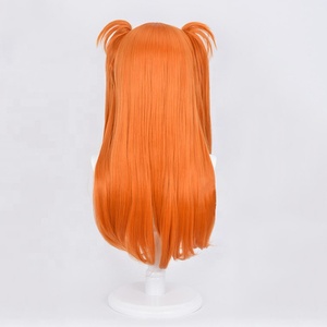 Perruque de cosplay <span class=keywords><strong>Asuka</strong></span> <span class=keywords><strong>Langley</strong></span> <span class=keywords><strong>Soryu</strong></span> en gros, 65 cm de long, orange, lisse, en EVA, perruque synthétique d'anime avec deux queues de cheval - Product Image 5