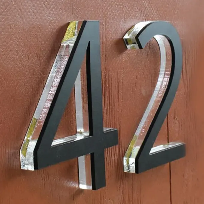 Números de quarto de hotel de 5 polegadas, acrílico cristal, sinais, números da casa para a porta