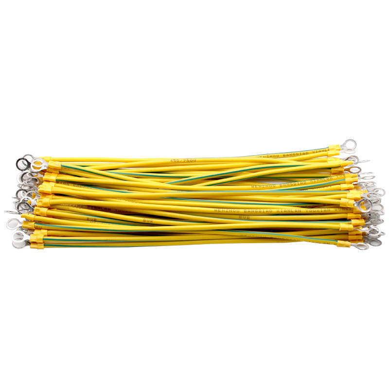 Yellow-Green Grounding Wire with Ring Terminals <strong>Copper</strong> <strong>Earth</strong> <strong>Cables</strong>