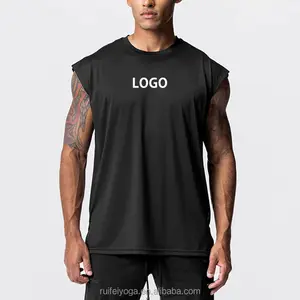 Wholesale Polyester Spandex Plus Size Bodybuilding Stringer Custom Logo Blank Gym Fitness Muscle Shirt Men's Sleeveless Tank Top