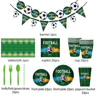 Nouvel ensemble de décorations de fête sur le thème du football pour la remise des diplômes, le Ramadan et Diwali : assiettes et gobelets en papier jetables, bannière et nappes