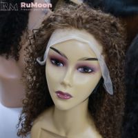Perruque de cheveux humains Remy 12A vietnamiens pour femme, pré-épilée, transparente P4, 13x4, densité 250%, bouclée Pixie avec mèches, décoloration moyenne