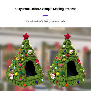 Großhandel <span class=keywords><strong>DIY</strong></span> Weihnachts baum Katzen bett Handgemachte Wolle Filz Zelt für Herbst Winter Gemütliche halb geschlossene Haustier Nest Haus Groß bestellung - Product Image 6