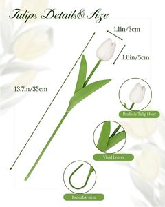 White Artificial Tulip Silk Loose <b>Flowers</b> for Mother's Day Easter Valentine Gifts in Home Kitchen Wedding Decorations - Product Image 3