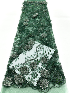 NI.AI 2026 Tissu de dentelle française de luxe Aso Ebi perlé avec paillettes, tissus de dentelle perlée à paillettes du Nigeria, matière pour mariée et soirée - Product Image 6