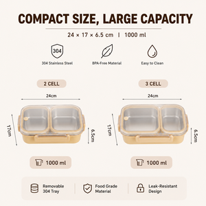 304 Stainless Steel Bento <b>Lunch</b> <b>Box</b> Leakproof Insulated Food Container with Lid Portable Rectangular Meal <b>Box</b> for Office <b>School</b> - Product Image 4