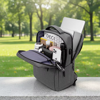 Sac à dos pour ordinateur portable en polyester imperméable unisexe avec port de charge USB, compartiment antivol, capacité de 20 à 39 L