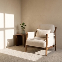 Fauteuil d'appoint en tissu, vente directe usine, OEM/ODM, cadre en bois de frêne massif, confortable et moelleux, pour salon et chambre à coucher