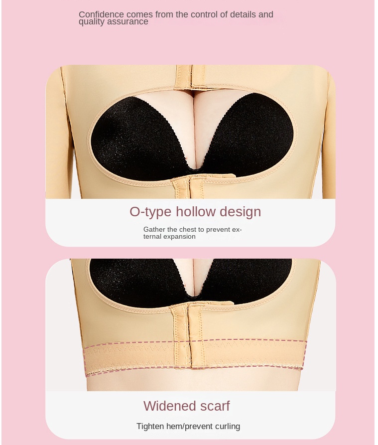 ZOYIAME Post Surgical Garments Arm Liposuction Compression Tops Long Sleeve Open Bust Push Up Breast Women Surgical Vest Shaper