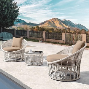 Canapé d'extérieur moderne et simple <span class=keywords><strong>de</strong></span> style nordique, <span class=keywords><strong>table</strong></span> basse assortie, mobilier <span class=keywords><strong>de</strong></span> jardin et <span class=keywords><strong>de</strong></span> balcon <span class=keywords><strong>en</strong></span> <span class=keywords><strong>rotin</strong></span> fait main, structure métallique, 1 place - Product Image 2
