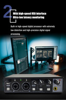 Console de mixage de studio d'enregistrement professionnelle MD22 Podcast 2 canaux 24 bits 192 kHz Interface audio USB Carte son pour l'enregistrement