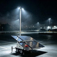 Remorque d'éclairage solaire à mât télescopique, éclairage LED alimenté par l'énergie solaire avec silicium monocristallin pour l'éclairage d'événements en extérieur