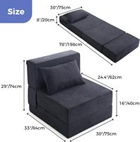 Canapé-lit convertible avec oreiller, matelas pliable en mousse haute densité de 8 pouces d'épaisseur, chaise-lit simple