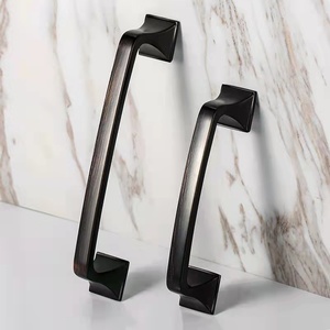 USA America Style Famous Fancy <strong>Matt</strong> <strong>Black</strong> Color Zinc Alloy 96 128mm Modern Furniture Dresser Cabinet Wardrobe <strong>Pull</strong> Handles - Product Image 4