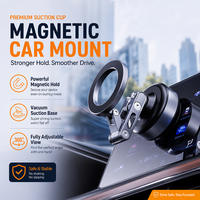 Support de téléphone de voiture à aspiration électrique 360° °   Support de téléphone portable magnétique universel rotatif en alliage d'aluminium pour pare-brise