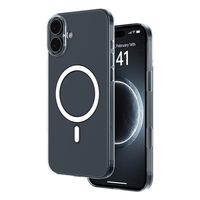 Coque de téléphone magnétique transparente ultra-fine en PC avec anneau magnétique puissant N52 pour iPhone 14 15 16 Series