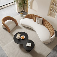 Sofá Pequeño de Una Plaza Estilo Crema Madera, Esponja, Diseño Moderno, Personalizable, para Negocios, Recepción VIP, Salón de Belleza, Oficina, Apartamento
