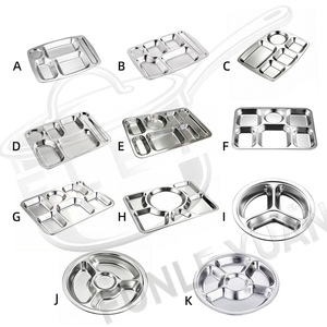 FLEY – Nouveauté : <span class=keywords><strong>Plateau</strong></span> de service rond en acier inoxydable à cinq compartiments épaissis pour cantines scolaires et restauration rapide - Product Image 5