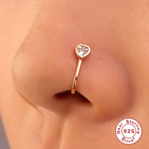 Gaby nuovo design s925 anello al <span class=keywords><strong>naso</strong></span> finto in <span class=keywords><strong>argento</strong></span> sterling cuore fulmine luna oro polsini al <span class=keywords><strong>naso</strong></span> non <span class=keywords><strong>piercing</strong></span> <span class=keywords><strong>piercing</strong></span> al <span class=keywords><strong>naso</strong></span> lucido - Product Image 2