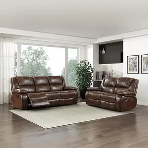 Ensemble de meubles de salon inclinables traditionnels, canapés pour le salon, ensemble de canapés 2 pièces comprenant canapé et causeuse, marron