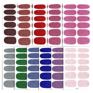 สติกเกอร์ติดเล็บแบบเต็มแผ่น สีพื้น แต่งกลิตเตอร์ น่ารัก กันน้ำ สำหรับตกแต่งเล็บ DIY - Product Image 2