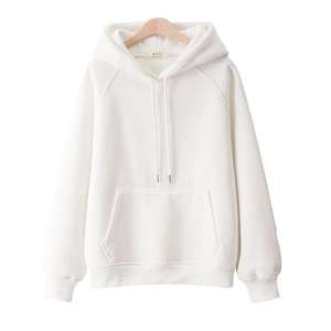 Casual bolsillo canguro de <span class=keywords><strong>rosa</strong></span> con capucha llana suéteres de Otoño de las mujeres ropa de manga larga de lana gruesa sudaderas - Product Image 2