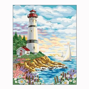 Kit <span class=keywords><strong>de</strong></span> peinture à l'huile sur <span class=keywords><strong>toile</strong></span> à faire soi-même, phare, maison, <span class=keywords><strong>mer</strong></span>, décoration moderne pour la maison - Product Image 4