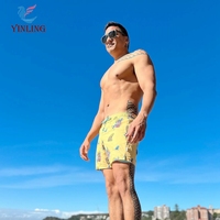 Traje de Baño con Estampado Paisley para Verano, con Forro de Compresión, Bolsillo Impermeable, Bañador para Hombre