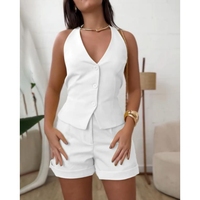 OuYaan 2026 Nouvelle Collection – Ensemble Décontracté 2 Pièces pour Femme : Débardeur Col V et Short