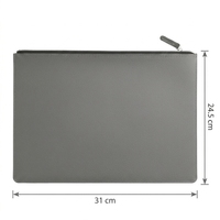MOQ100 Sac souple en cuir PU à fermeture éclair, porte-documents portable, organiseur de factures minimaliste, grande capacité